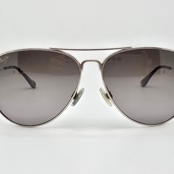 Maui Jim MJ-264-17 Mavericks Silver Titanium Polarized Grey Aviator Sunglasses - Picture 2 of 14